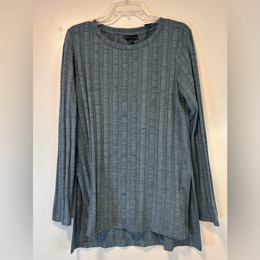 Collection By Bobeau Ladden Side Slit Teal Green Ribbed Knit‎ Top Women’s XL new
